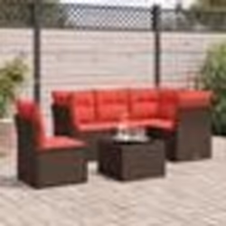 vidaXL Salon de jardin 6 pcs avec coussins marron résine tressée