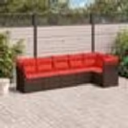 vidaXL Salon de jardin 6 pcs avec coussins marron résine tressée