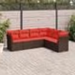 vidaXL Salon de jardin 6 pcs avec coussins marron résine tressée
