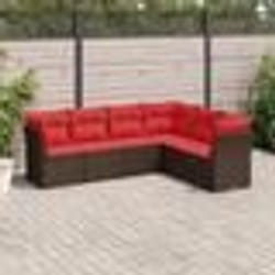 vidaXL Salon de jardin 6 pcs avec coussins marron résine tressée