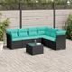 vidaXL Salon de jardin 7 pcs avec coussins noir résine tressée