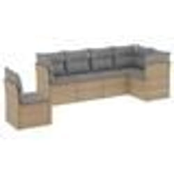 vidaXL Salon de jardin avec coussins 6 pcs beige résine tressée
