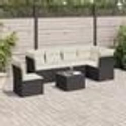 vidaXL Salon de jardin 6 pcs avec coussins marron résine tressée