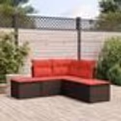 vidaXL Salon de jardin avec coussins 5 pcs marron résine tressée