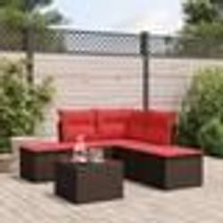 vidaXL Salon de jardin 6 pcs avec coussins marron résine tressée