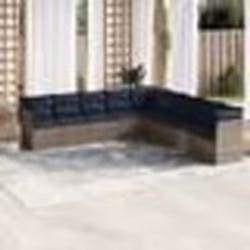 vidaXL Salon de jardin 9 pcs avec coussins gris résine tressée