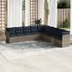 vidaXL Salon de jardin 9 pcs avec coussins gris résine tressée