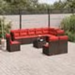 vidaXL Salon de jardin et coussins 11 pcs marron résine tressée