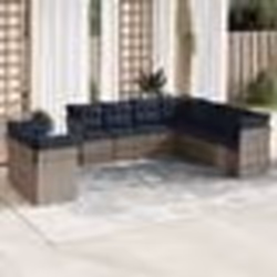 vidaXL Salon de jardin 9 pcs avec coussins gris résine tressée