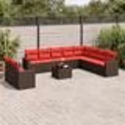 vidaXL Salon de jardin et coussins 11 pcs marron résine tressée