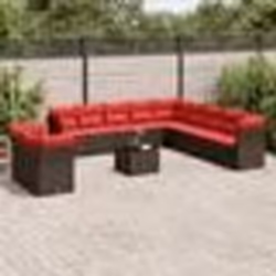 vidaXL Salon de jardin avec coussins 12 pcs marron résine tressée
