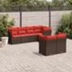 vidaXL Salon de jardin avec coussins 7 pcs marron résine tressée