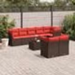 vidaXL Salon de jardin avec coussins 9 pcs marron résine tressée