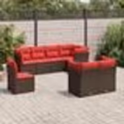 vidaXL Salon de jardin 8 pcs avec coussins marron résine tressée