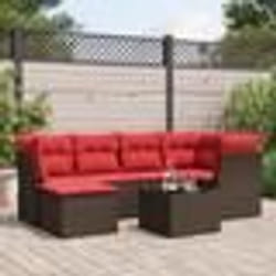 vidaXL Salon de jardin avec coussins 7 pcs marron résine tressée