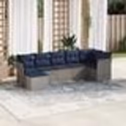 vidaXL Salon de jardin 7 pcs avec coussins gris résine tressée