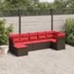 vidaXL Salon de jardin avec coussins 7 pcs marron résine tressée
