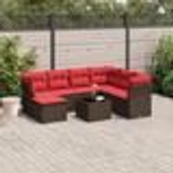 vidaXL Salon de jardin 8 pcs avec coussins marron résine tressée