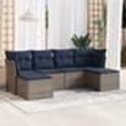 vidaXL Salon de jardin 6 pcs avec coussins gris résine tressée