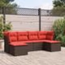 vidaXL Salon de jardin 6 pcs avec coussins marron résine tressée