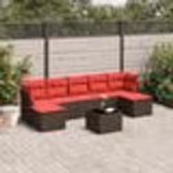 vidaXL Salon de jardin 8 pcs avec coussins marron résine tressée