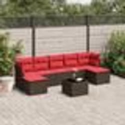 vidaXL Salon de jardin 8 pcs avec coussins marron résine tressée
