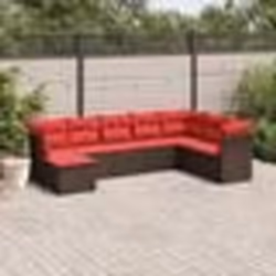 vidaXL Salon de jardin 8 pcs avec coussins marron résine tressée