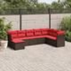 vidaXL Salon de jardin 8 pcs avec coussins marron résine tressée