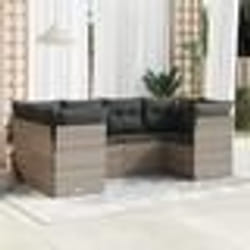 vidaXL Salon de jardin 6 pcs avec coussins gris clair résine tressée