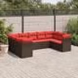 vidaXL Salon de jardin avec coussins 9 pcs marron résine tressée