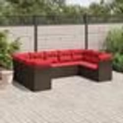 vidaXL Salon de jardin avec coussins 9 pcs marron résine tressée