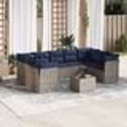 vidaXL Salon de jardin 10 pcs avec coussins gris résine tressée