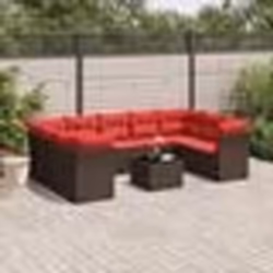 vidaXL Salon de jardin 10 pcs avec coussins marron résine tressée