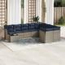 vidaXL Salon de jardin 10 pcs avec coussins gris résine tressée