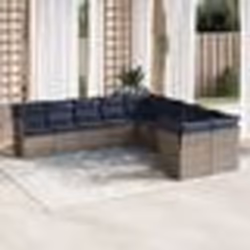 vidaXL Salon de jardin 10 pcs avec coussins gris résine tressée