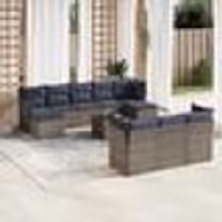 vidaXL Salon de jardin 10 pcs avec coussins gris résine tressée