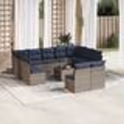 vidaXL Salon de jardin avec coussins 12 pcs gris résine tressée