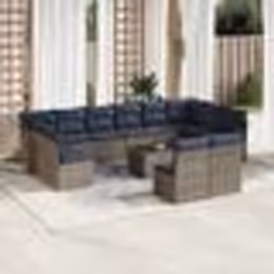 vidaXL Salon de jardin avec coussins 13 pcs gris résine tressée