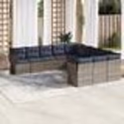 vidaXL Salon de jardin 11 pcs avec coussins gris résine tressée