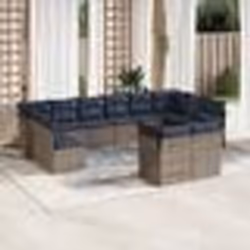 vidaXL Salon de jardin avec coussins 12 pcs gris résine tressée