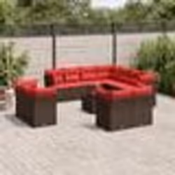 vidaXL Salon de jardin avec coussins 12 pcs marron résine tressée