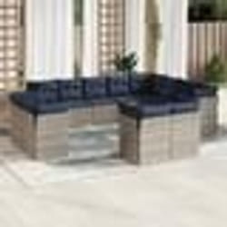 vidaXL Salon de jardin avec coussins 12 pcs gris résine tressée