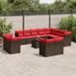 vidaXL Salon de jardin avec coussins 13 pcs marron résine tressée