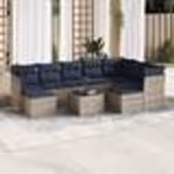 vidaXL Salon de jardin 10 pcs avec coussins gris résine tressée