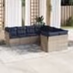 vidaXL Salon de jardin 8 pcs avec coussins gris résine tressée
