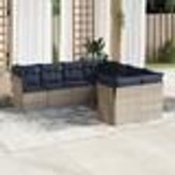 vidaXL Salon de jardin 8 pcs avec coussins gris résine tressée