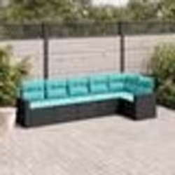 vidaXL Salon de jardin 6 pcs avec coussins noir résine tressée