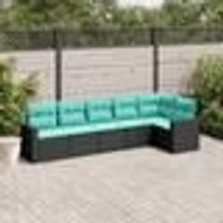 vidaXL Salon de jardin 6 pcs avec coussins noir résine tressée