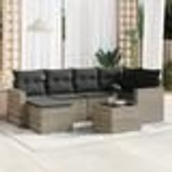vidaXL Salon de jardin avec coussins 7 pcs gris clair résine tressée