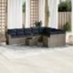 vidaXL Salon de jardin 10 pcs avec coussins gris résine tressée